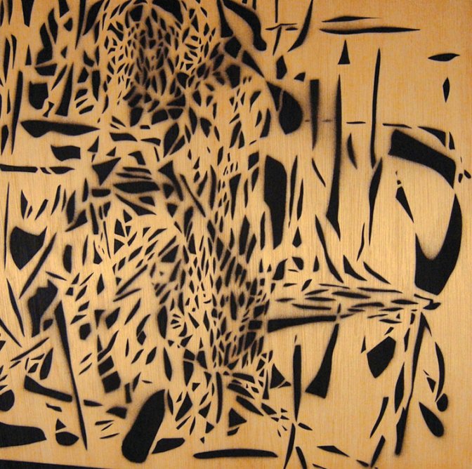 Interlignes 3, 2011 Acylique et epoxy sur bois 46 x 46 cm